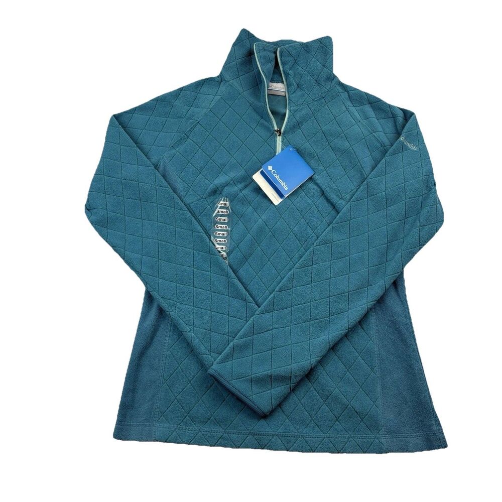 Columbia Glacial Fleece III 1/2 Zip Pullover Womens S Blue Diamond Quilt NWT